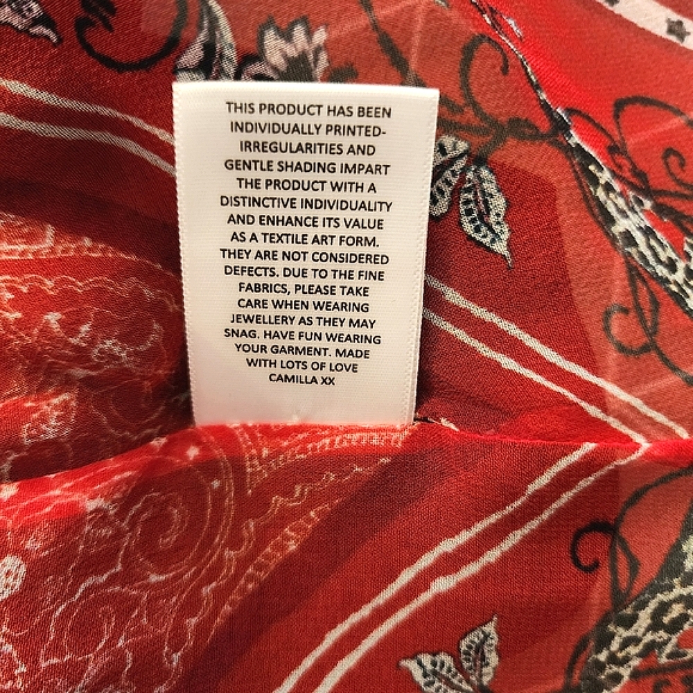 Camilla long skirt embellished hankerchief style red & paisley - size 16 - Picture 6 of 17